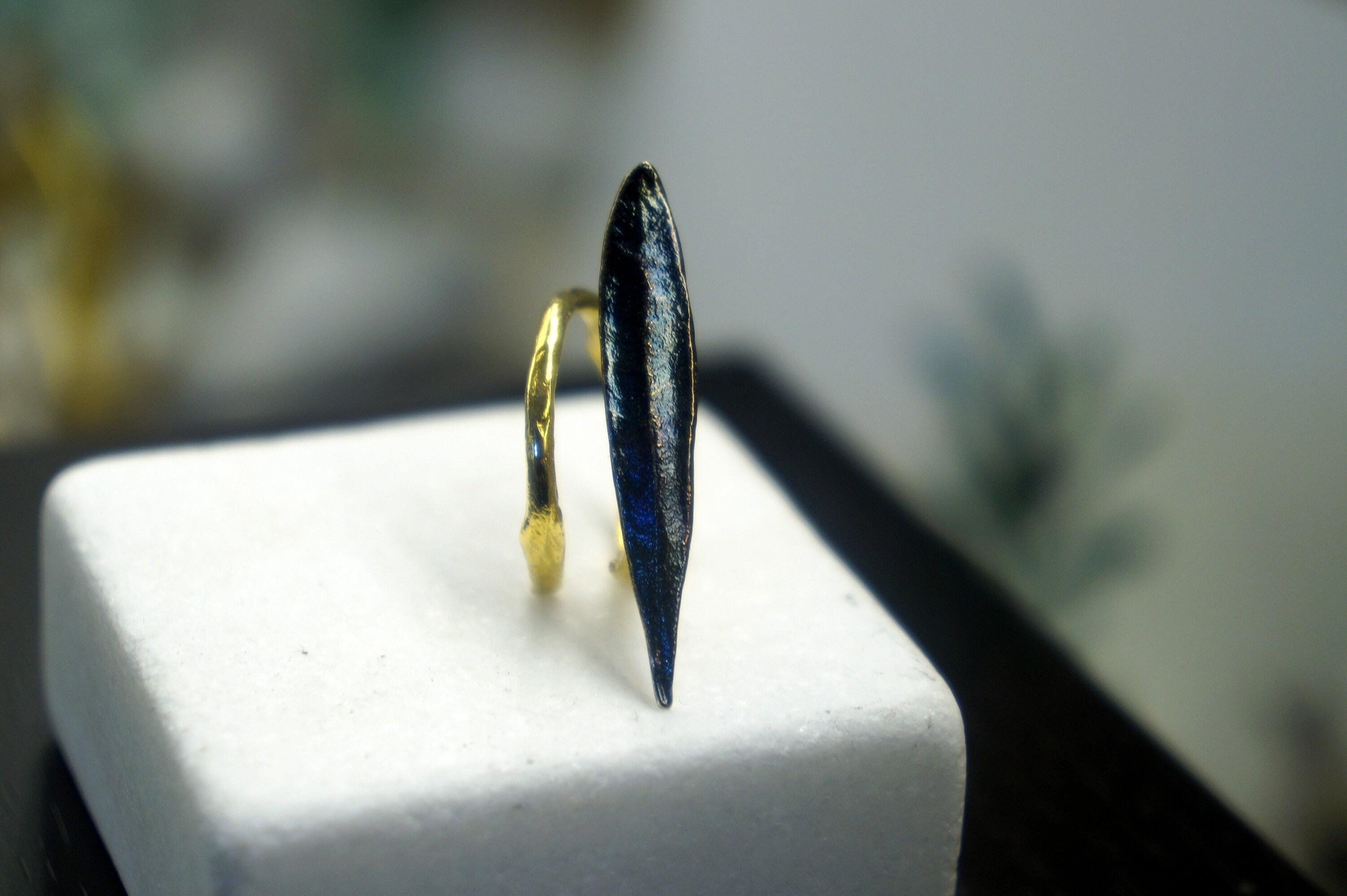 Adjustable Olive Leaf Ring – Handmade Nature Jewelry | Recycled Brass Gold